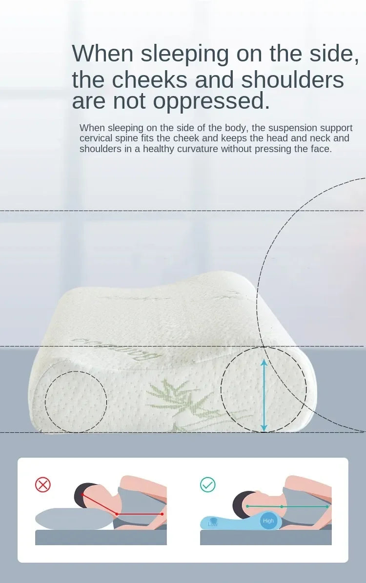 Bamboo Memory Foam Pillow Orthopedic Pillows Support NeckRelief